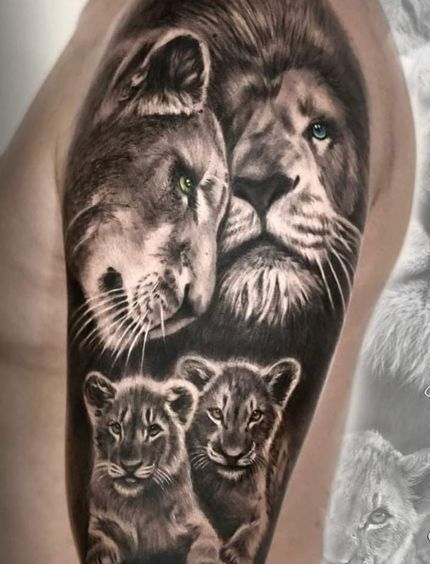 Celebrate the Pride: 24 Lion Family Tattoo Ideas - besttattoo.wiki - Unveiling Exquisite Ink Art