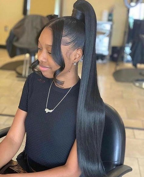 High Ponytail Hairstyles - Inspired Beauty High Ponytail Hairstyles, Weave Ponytail Hairstyles, Sleek Ponytail Hairstyles, Weave Ponytail, Black Ponytail Hairstyles, Birthday Hairstyles, Girls Hairstyles Braids, Hair Ponytail Styles, Hair Laid