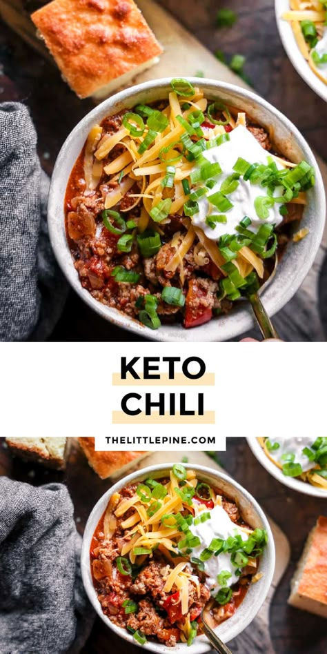 *NEW* My hearty, saucy low carb chili is an ideal meal prep & freezer recipe for the impending chilly weather! Simple & cheap! #ketochili #lowcarbchili Best Keto Chili, Low Carb Chilli, Low Calorie Chili, Keto Chili Recipes, Easy Keto Chili, Keto Chilli, Chili Ideas, Chili Keto, Stovetop Chili