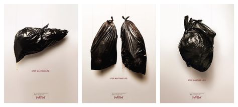 This ad series is to help promote organ donation, they actually used real trash bags and displayed them in public saying "this is where the organs that are not donated could end up." Clever Advertising, Organ Donor, Awareness Poster, Graphisches Design, Creative Advertising Design, Publicidad Creativa, Awareness Campaign, Web Banner Design, Print Advertising