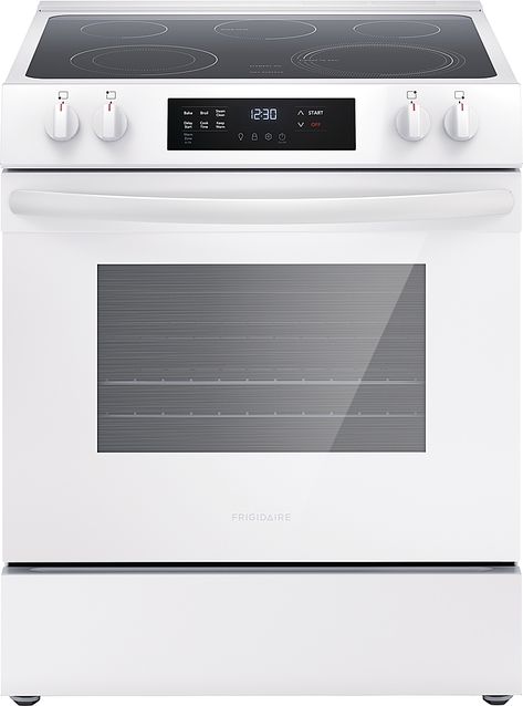 Frigidaire 5.3 Cu. Ft. Freestanding Electric Range White FCFE3062AW - Best Buy Freestanding Oven, Single Wall Oven, Countertop Microwave, Large Oven, Single Oven, Keep Food Warm, Outdoor Refrigerator, 5 Elements, Built In Microwave