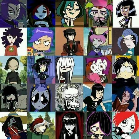 -Raven Alternative Cartoon Characters, Halloween Characters Movie, Emo Characters Cartoon, Cartoon Characters With Black Hair, Goth Cartoon Characters, Tv Cartoon Characters, Emo Cartoons, Goth Characters, Slay Aesthetic