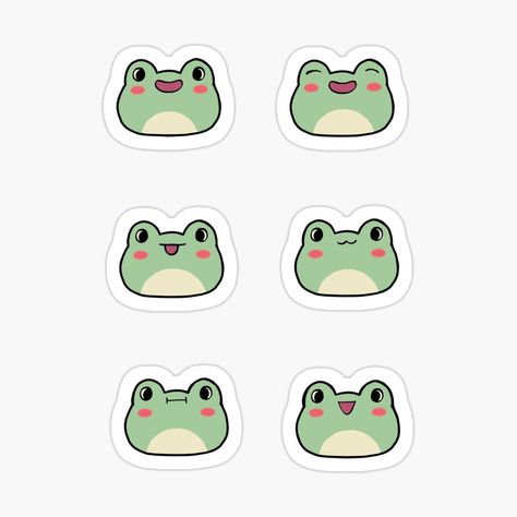 Get my art printed on awesome products. Support me at Redbubble #RBandME: https://www.redbubble.com/i/sticker/Cute-frog-stickers-pack-by-Madariesstudio/158582525.EJUG5?asc=u Frog Stickers Printable, Green Stickers Aesthetic, Frog Printable, Cute Sketchbooks, Frog Stickers, Stickers Ideas, Frog Drawing, Cute Frog, Sticker Ideas