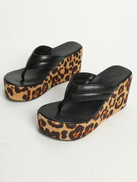 Leopard Print Wedges, Platform Flip Flops, Platform Wedge Sandals, Ladies Shoes, Platform Wedges, Maternity Bag, Cute Shoes, Wedge Sandals, Women Clothes Sale