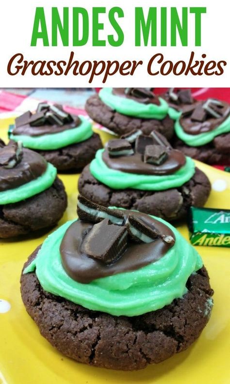 Do you love the flavor combination of chocolate and mint? These delicious Andes Mint Grasshopper Cookies put all other grasshopper cookies to shame. Grasshopper Cookies, Best Christmas Cookie Recipes, Andes Mint Cookies, Andes Mints, Chocolate Mint Cookies, Andes Mint, Best Christmas Cookie Recipe, Cookies And Cream Cake, Christmas Cookie Recipes