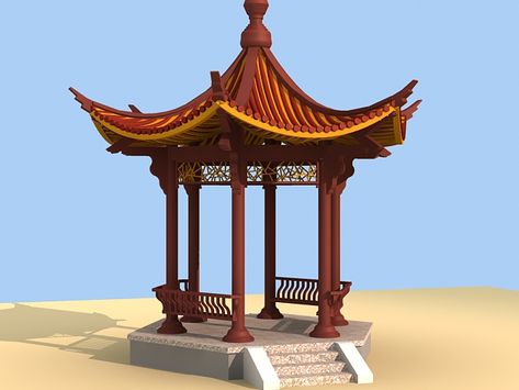 Chinese Gazebo, Chinese Pavilion, Pavilion Design, Garden Pavilion, Backyard Gazebo, Landscape Elements, Garden Swing, Chinese Garden, Chinese Architecture