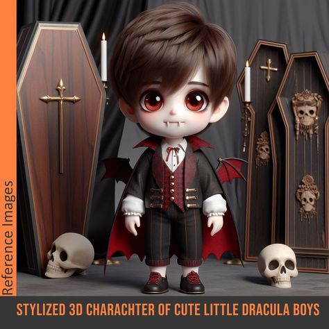 Stylized 3d Characters of Cute Little Dracula boys - 4k Reference Images, SecondKeyArt on ArtStation at https://www.artstation.com/artwork/39NlL2 Cute Dracula, Stylized 3d, 4k Images, Image Reference, 3d Characters, Reference Images, Aspect Ratio, Dracula, The Help