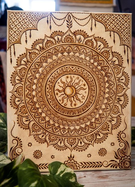 ***UPDATE*** If you want actual henna paste sealed on a wood canvas, the price is the same, just include this detail along with your concepts in the notes at check out! :) I am so thrilled to present custom canvas art work inspired by my henna designs! This is something I have always wanted to offer so I am excited to have finally launched them! Due to demand, turn around time is around 2-3 weeks currently, I appreciate your patience! I try to put as much love as possible into each one, which ta Mehndi Canvas Painting Art, Henna Design On Paper, Mandela Art On Wood, Mandala Art For Wedding Gift, Henna On Wood, Mandala In Canvas, Painting Mandalas On Canvas, Henna Canvas Art, Henna Painting On Canvas