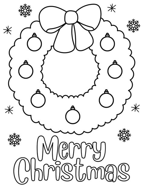 Celebrate the holidays with these free printable Christmas coloring pages for kids. You will find cute kids coloring pages with Christmas themes that feature Santa, snowmen, Christmas wreaths, gingerbread men, Christian themes like the nativity scene, and much more! Whether you are looking for kids coloring pages for younger children like toddlers or preschoolers, teenagers, there are tons of Christmas coloring sheets for everyone. Christmas Coloring Pages For Preschoolers, Christmas Picture Printables Free, Merry Christmas Coloring Sheets, Christmas Color Sheets For Preschool, Christmas Wreath Coloring Pages, Kids Christmas Coloring Pages Free Printable, Wreath Coloring Pages, Christmas Work Sheets For Kids, Coloring Pages For Christmas