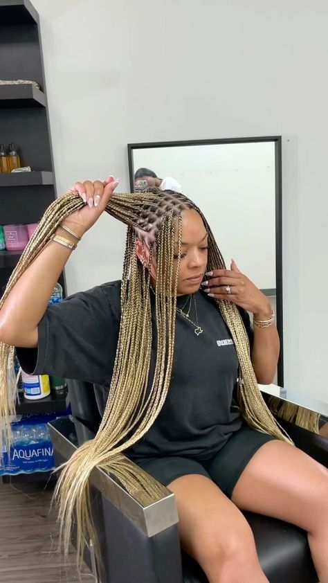 Same day ponytail ✨✨. Book this style under Small Medium knotless braids and add on color 27/30/4. 🔴July booking open , click the link in… | Instagram High Ponytail Knotless Braids, Number 27 Braids, 1b/27/613 Braids, Mixed Blonde Knotless Braids, Ombre Blonde Knotless Box Braids, Ombre Blonde Knotless Braids, Blonde Small Knotless Box Braids, Versatile Knotless Braids, Knotless Box Braids Color 30 And 27