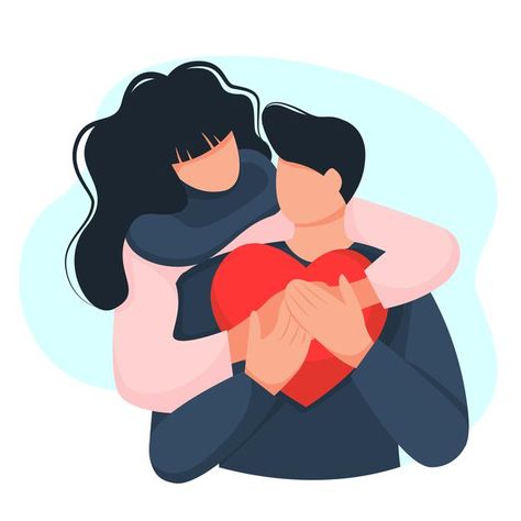 Valentine's day. girl hugs a guy. couple... | Premium Vector #Freepik #vector #love Couple Ilustrations Love, Love Illustration Couple, Couple Cartoon Drawings, Couple Vector Art, Couple Vector Illustration, Romantic Couple Hug, Couple Vector, Hug Illustration, Moon Cartoon