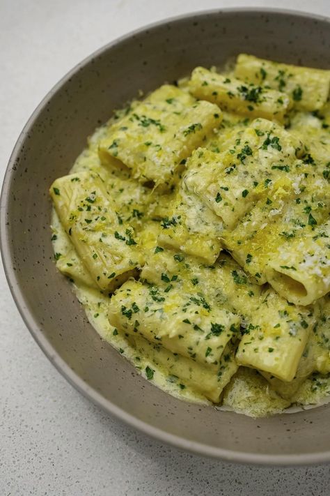 Lemon & Sage Rigatoni | Provecho Creamy Sage Pasta Sauce, Olive Oil And Parmesan Pasta, Pasta With Sage, Sage Pasta Recipes, Sheet Pan Pasta Sauce, Lemon Zest Pasta, Recipes With Sage Leaves, Recipes Using Sage, Sage Recipes Fresh