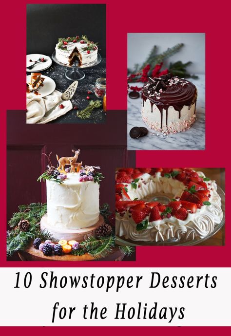 10 Showstopper Desserts for your Christmas Table Elegant Christmas Desserts, Showstopper Desserts, Fancy Holiday Desserts, Elegant Christmas Dessert, Beautiful Christmas Desserts, Christmas Dinner Desserts, Holiday Party Desserts, Showstopper Dessert, Christmas Desserts Party