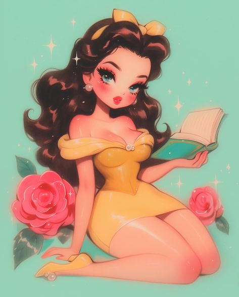 📖🌹💖💛🩵✨ Pinup Cartoon, Old Disney Characters, Pin Up Princess, Disney Pin Up, Punk Disney Princesses, Disney Art Drawings, Disney Collage, Twisted Disney, Princess Drawings