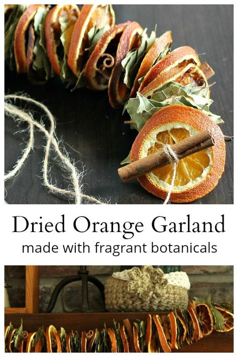 Diy Sustainable Fall Decor, Orange And Popcorn Garland, Dried Apple And Orange Garland, Crafts With Dried Orange Slices, Dried Orange Garland Window, Dried Orange Garland Decor, Orange Peel Crafts, Dried Orange Slice Ornaments, Dried Fruit Crafts