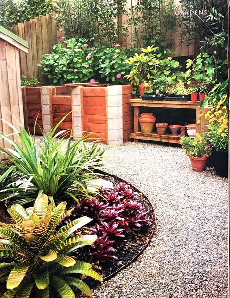 Utility area including compost bins. Hidden Compost Bin Outdoor, Hidden Compost Bin, Compost Area Design, Garden Utility Area, Compost Area Ideas, Hiding Compost Bin, Compost Station, Compost Area, Compost Bin Ideas