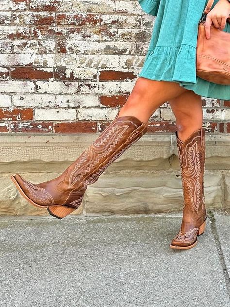 Ariat Women's Casanova Shades of Grain Cowgirl Boots 10044481 – Painted Cowgirl Western Store Ariat Abilene Boot, Ariat Tall Boots Women's, Tall Brown Cowgirl Boots, Colorful Cowgirl Boots Outfit, Tall Boots For Women, Dressy Cowgirl Boots, Ariat Boots Women, Lane Boots Outfit, Ariat Casanova Boots