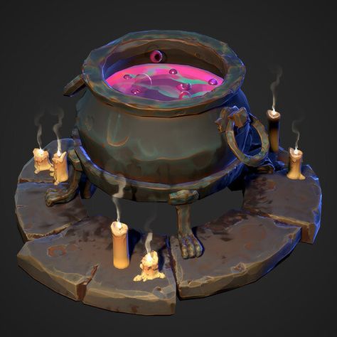 Magic Cauldron, Witch Hut, Game Background Art, Props Concept, Environment Props, Props Art, Casual Art, 3d Concept, Game Props