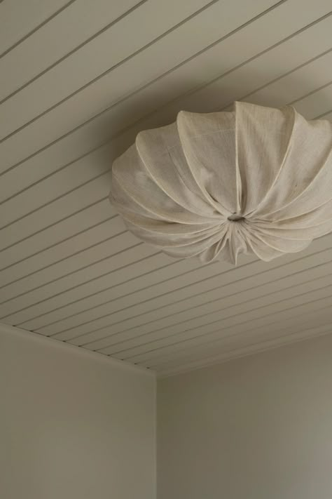 Fabric Ceiling, Linen Lights, Amber Interiors, Low Ceiling, Lighting Inspiration, Lamps Ceiling, Light Covers, Diy Lighting, Small Bedroom