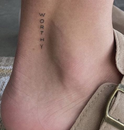 Minimalist Parent Tattoo, Healing Minimalist Tattoo, Minimalist Ankle Tattoo, Worthy Tattoo, Marie Tattoo, Underground Tattoo, Minimalist Tattoo Meaning, Boho Tattoos, Tiny Tattoo