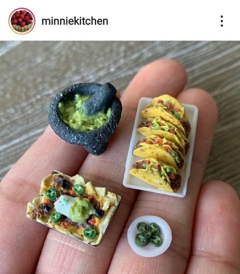 Miniature Mexican Food, Polymer Clay Mexican Food, Miniture Food, Mini Tacos, Mexico Food, Clay Magnets, Pretend Food, Mexican Crafts, Pasta Francesa