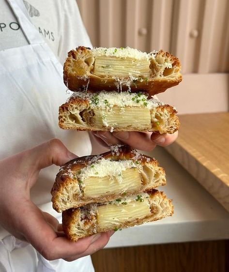 P O P H A M S on Instagram: "St. Patrick’s Day is just around the corner so as always we are bringing you something special 🍀  Pressed potato gratin, caramelised onion and Jameson whiskey jam, with a grating of Irish Coolea cheese and chives.  Available this and next weekend in all sites.  @sarahfox2" Pophams Bakery, Whiskey Jam, Farm Cafe, Jameson Whiskey, Caramelised Onion, Potato Gratin, Market Ideas, Michelin Star, Christmas Market