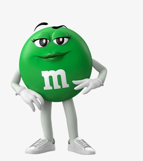 M M Characters, Green M&m Character, Green M&m, Green Characters Cartoon, M&m Tattoo, Hear Me Out Ideas, Green Cartoon Characters, Family Sleepover, Mm Tattoo