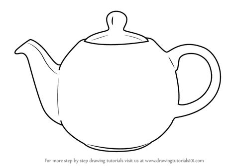 Yea Pot Drawing, Tea Pots Drawing, How To Draw A Tea Pot, Tea Pot Outline, Teapot Art Drawing, How To Draw A Teapot, Tea Kettle Drawing, Tea Pot Drawing, Teapot Sketch