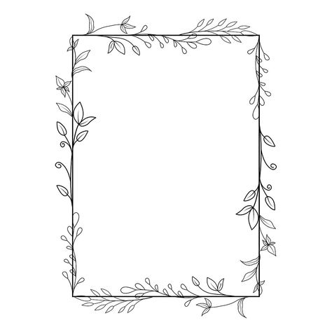 Flower Line Drawings Border, Flower Border Transparent Background, Botanical Border Design, Illustration Border Design, Flower Border Black And White, Drawing Border Ideas, Floral Border Design Frames Hand Drawn, Border And Frames Design, Flower Frame Design Simple