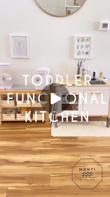 Montasorri Ikea Kitchen, Toddler Kitchen Island, Ikea Functional Play Kitchen, Kids Montessori Kitchen, Kids Functional Kitchen, Montessori Functional Kitchen, Ikea Montessori Kitchen, Montessori Kitchen Station, Montessori Kitchen Toddler