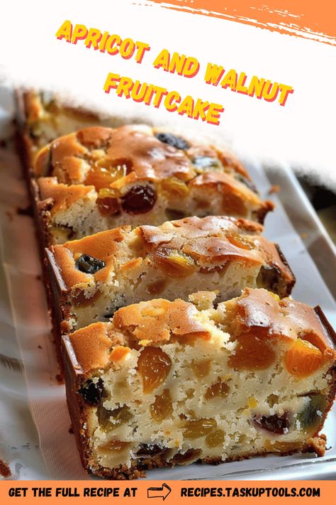 Indulge in a delightful blend of flavors with this Apricot and Walnut Fruitcake recipe. Perfect for holiday gatherings or a cozy afternoon treat, this fruitcake combines juicy apricots, crunchy walnuts, and a hint of spice to create a moist and flavorful dessert. Easy to make and wonderfully festive, it's sure to become a family favorite. Discover the step-by-step guide and tips for baking the perfect fruitcake every time. Save it now for your next baking adventure! Christmas Apricot And Walnut Fruitcake, Apricot Fruitcake, Dried Apricot Recipes, Apricot Recipes, Cozy Afternoon, Glace Cherries, Fruitcake Recipes, Dessert Easy, Dried Apricots