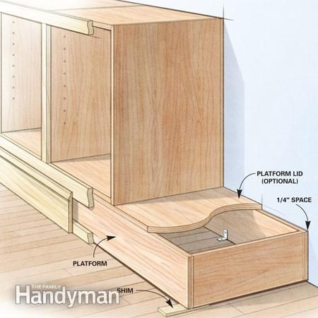 Shortcuts for Custom Built Cabinets - Article | The Family Handyman Custom Built Cabinets, Floor To Ceiling Cabinets, Cheap Kitchen Cabinets, Cabinet Boxes, Diy Holz, Diy Kitchen Cabinets, Built In Bookcase, Built In Cabinets, Diy Cabinets