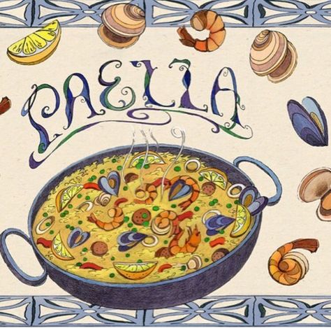 Paella Drawing, Food Illustration Design, Beach Painting, Visual Development, Food Illustrations, Pen Drawing, Pyrography, Illustrations Posters, Drawing Inspiration