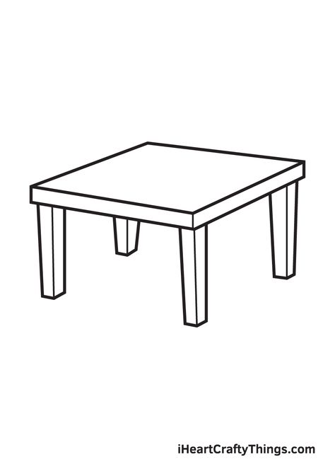 How To Draw A Table Step By Step, 3d Table Drawing, How To Draw Table, Drawing Table Design, Table Drawing Easy, Table Drawing Sketch, Table Doodle, Table Clipart, Table Sketch