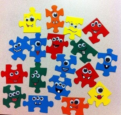 Desk Art Ideas, Jigsaw Tattoo, Jigsaw Art, Puzzle Theme, Monster Puzzle, Make A Puzzle, Puzzle Piece Art, Puzzle Piece Crafts, Thrifty Crafts