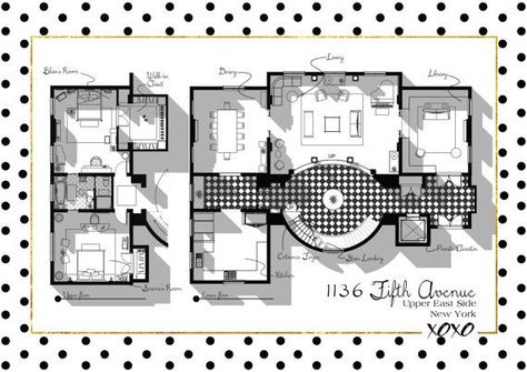 Gossip Girl Apartment, Blair Waldorf Apartment, Penthouse Plan, Gossip Girl Decor, Penthouse Floor Plan, Fun Blankets, Penthouse Layout, Gossip Girl Series, Blair House