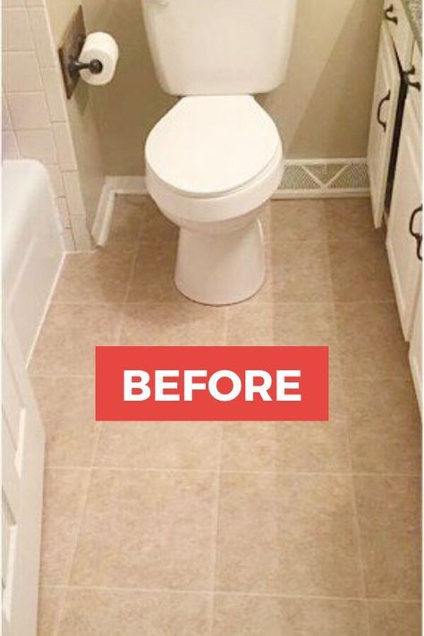 Diy Bathroom Flooring Ideas, Diy Bathroom Flooring, Bathroom Flooring Ideas, Vinyl Sheet Flooring, Floor Makeover, Diy Bathroom Makeover, Remodel Diy, Creative Bathroom, Cheap Bathrooms