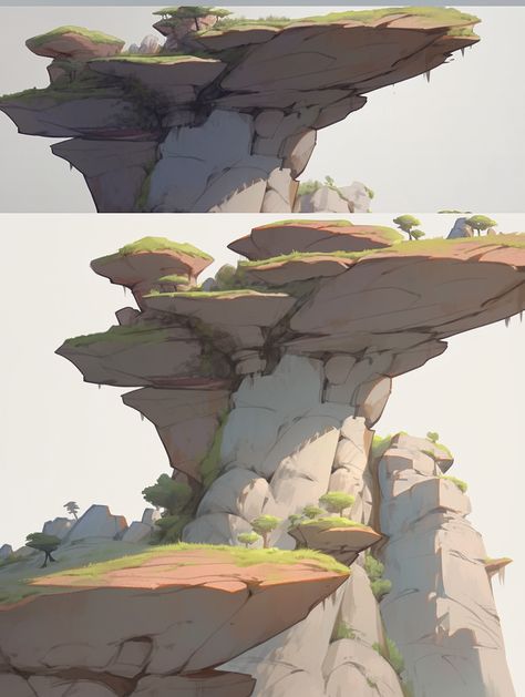 Floating Rocks Drawing, Alien Terrain, Prop Concept, Landscape Reference, Props Concept, Floating Island, Tree Photography, 3d Object, Environment Concept Art