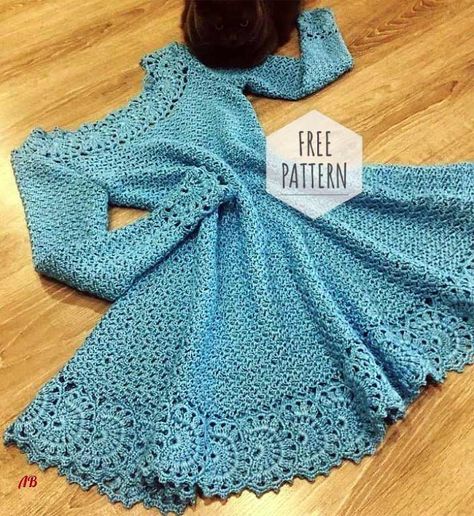 Long Sleeve Crochet Dress, Crochet Dress Pattern Free, Crocheted Dress, Crochet Skirts, Dress Patterns Free, Crochet Clothes For Women, Haken Baby, Crochet Dress Pattern, Crochet Skirt