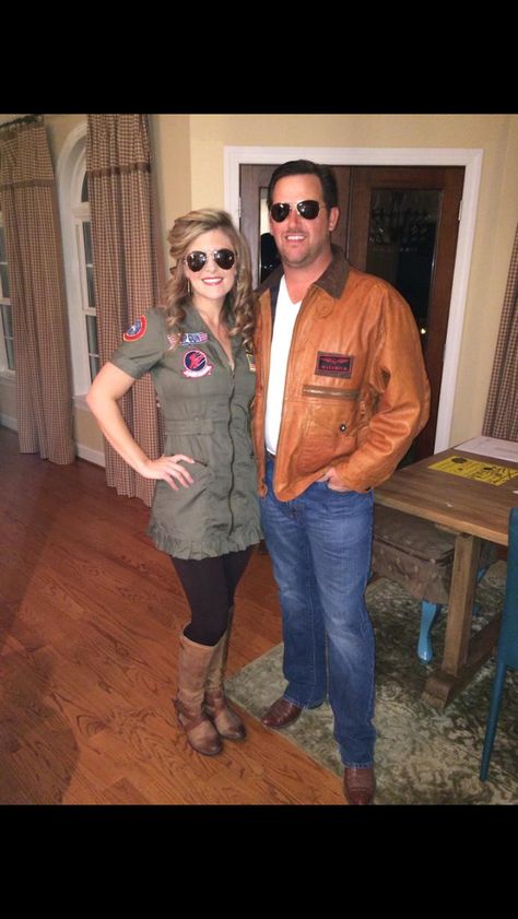 Maverick and Goose costume, Top Gun Maverick And Penny Costume, Maverick And Goose Costume Couple, Goose Maverick Costume, Coach Costume Diy, Rooster And Maverick Costume, Maverick Costume Women, Maverick And Goose Costume, Diy Maverick Costume, Maverick Couple Costume