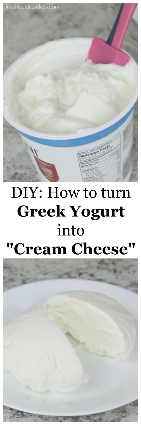 DIY: How to turn Greek Yogurt into "Cream Cheese". This easy tip will transform the way you eat bringing the non-fat and high protein combo of Greek Yogurt to all of your favorite dishes that require cream cheese. Cream Cheese Substitute, Cheese Recipes Homemade, Cheese Making Recipes, Make Cream Cheese, Greek Yogurt Recipes, Homemade Cheese, Yogurt Recipes, Ww Recipes, Kefir