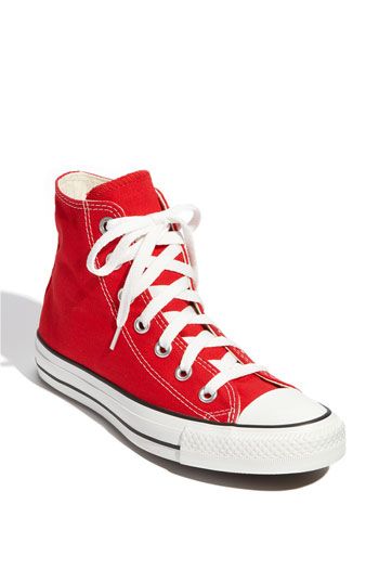 Converse Chuck Taylor® High Top Sneaker (Women) available at #Nordstrom Converse Rouge, Converse Wedding Shoes, Baskets Converse, Converse High Top, Wedding Converse, Red Converse, High Top Sneaker, School Looks, Converse Sneakers