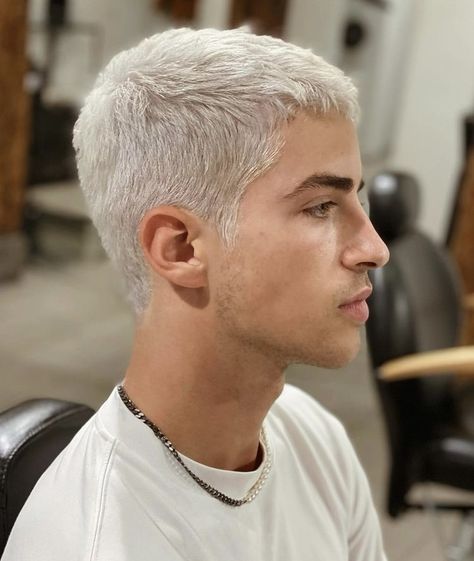 Man Bleached Hair, Men Platinum Hair, Platinum Blonde Hair Men, Bleach Men, Short Blonde Hairstyles, Bleached Hair Men, Short Bleached Hair, Hair Bleach, Men Blonde Hair