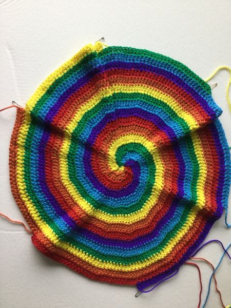 Free Crochet Pattern: Rainbow Swirl Blanket | Craft Away the Crazy Crotchet Blanket Patterns, Spiral Crochet Pattern, Crochet Hooded Scarf Pattern, Crochet Coasters Free Pattern, Blanket Craft, Pattern Rainbow, Crochet Blanket Designs, Crochet Mandala Pattern, Crochet Blanket Afghan