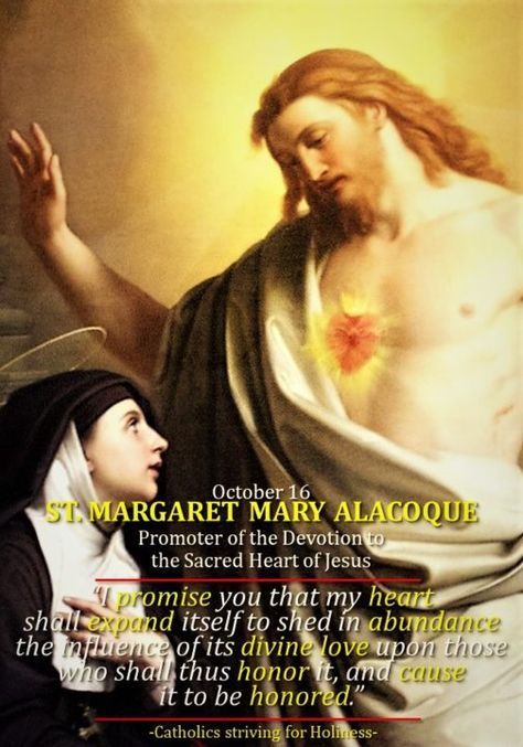 Oct. 16: ST. MARGARET MARY ALACOQUE, Virgin. Promoted the Devotion to the Sacred Heart of Jesus | Catholics striving for holiness Santos, Margaret Mary Alacoque, St Margaret Mary, The Sacred Heart Of Jesus, Mom Prayers, Christian World, St Margaret, The Sacred Heart, Sacred Heart Of Jesus