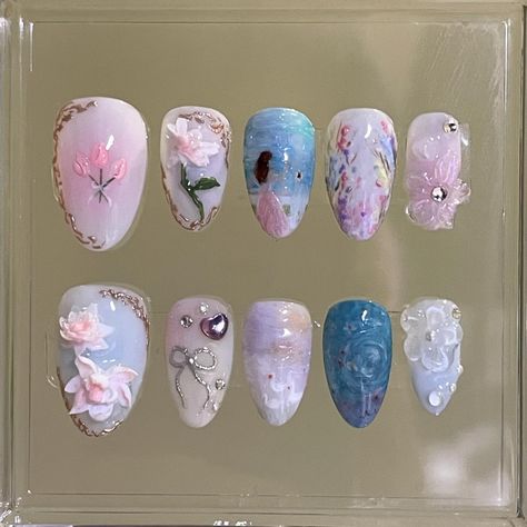 Fairy garden nails 🌸 💗 please credit is use as an inspo Fairy Garden Nails Design, Garden Nails Design, Fairy Tale Nails, Fairy Garden Nails, Slay Nails, Nailart Ideas, Garden Nails, Nail Extensions, June 21