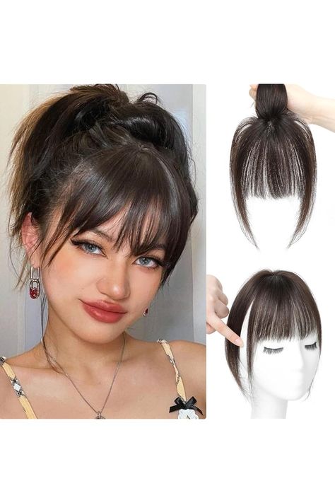 Clip in Bangs 100% Real Human Hair Bangs Clip in Bangs Fake Bangs 360Â° Cover Clip on Bangs for Women 10inch Hair Toppers for Women Air Bangs for Daily Wear(Dark Brown) Dark Bangs, Clip On Bangs, Faux Bangs, Hair Toppers For Women, Clip In Bangs, Fake Bangs, Bangs Ponytail, Air Bangs, Auburn Brown