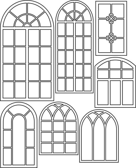 Doll House Windows, Dollhouse Svg, Dollhouse Windows, Window Clipart, Vector House, Victorian Windows, Window Dimensions, Window Grill, House Window