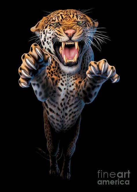 Lukisan Haiwan, Macan Kumbang, Jaguar Wallpaper, Macan Tutul, Angry Animals, Jaguar Animal, Haiwan Comel, Wild Animal Wallpaper, Tiger Artwork