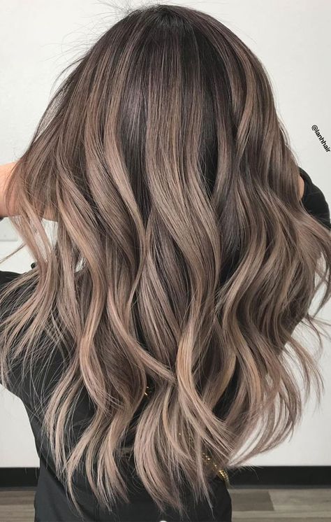 Light Bolyoge On Brown Hair, Mushroom Red Hair Color, Rich Brown Ombre Hair, Long Hair With Highlights Blonde, Ashley Brown Hair, Brown Hair With Really Blonde Highlights, Ash Brown Balayage Shoulder Length, Beige Bronze Hair, Hair Color For Growing Out Roots